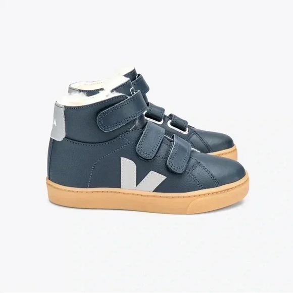 VEJA Esplar Mid Top Fur Lined Shearling Leather Sneakers Nautico PLEASE READ - Picture 2 of 11